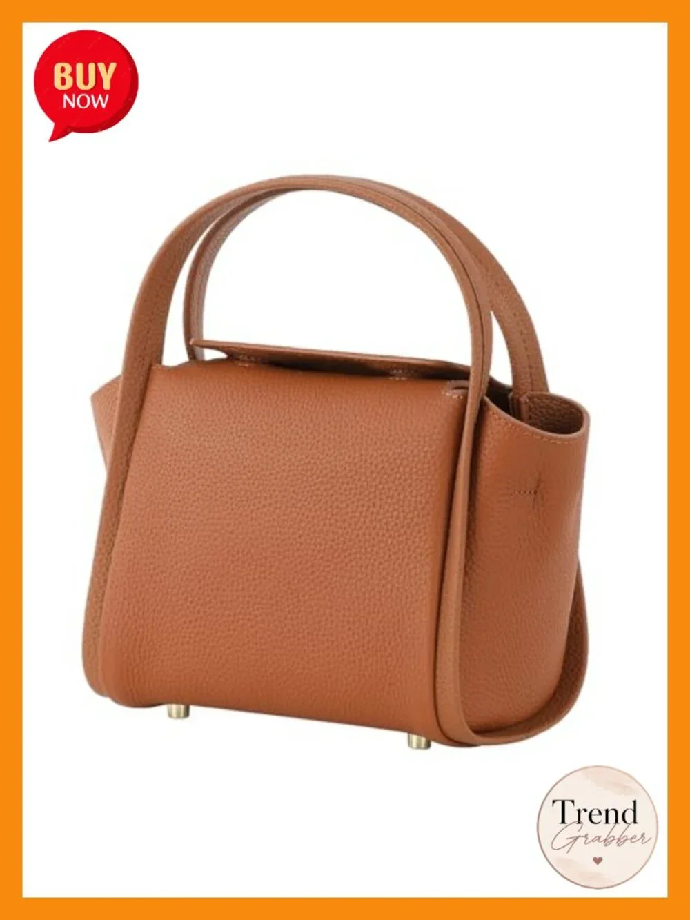 Top Grain Leather Mini Tote Bag - Top Handle Shoulder Crossbody Purse